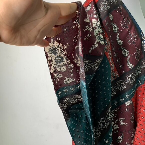 Free People Boho Mon Cheri Silky Patchwork Kimono One Size - Picture 7 of 14